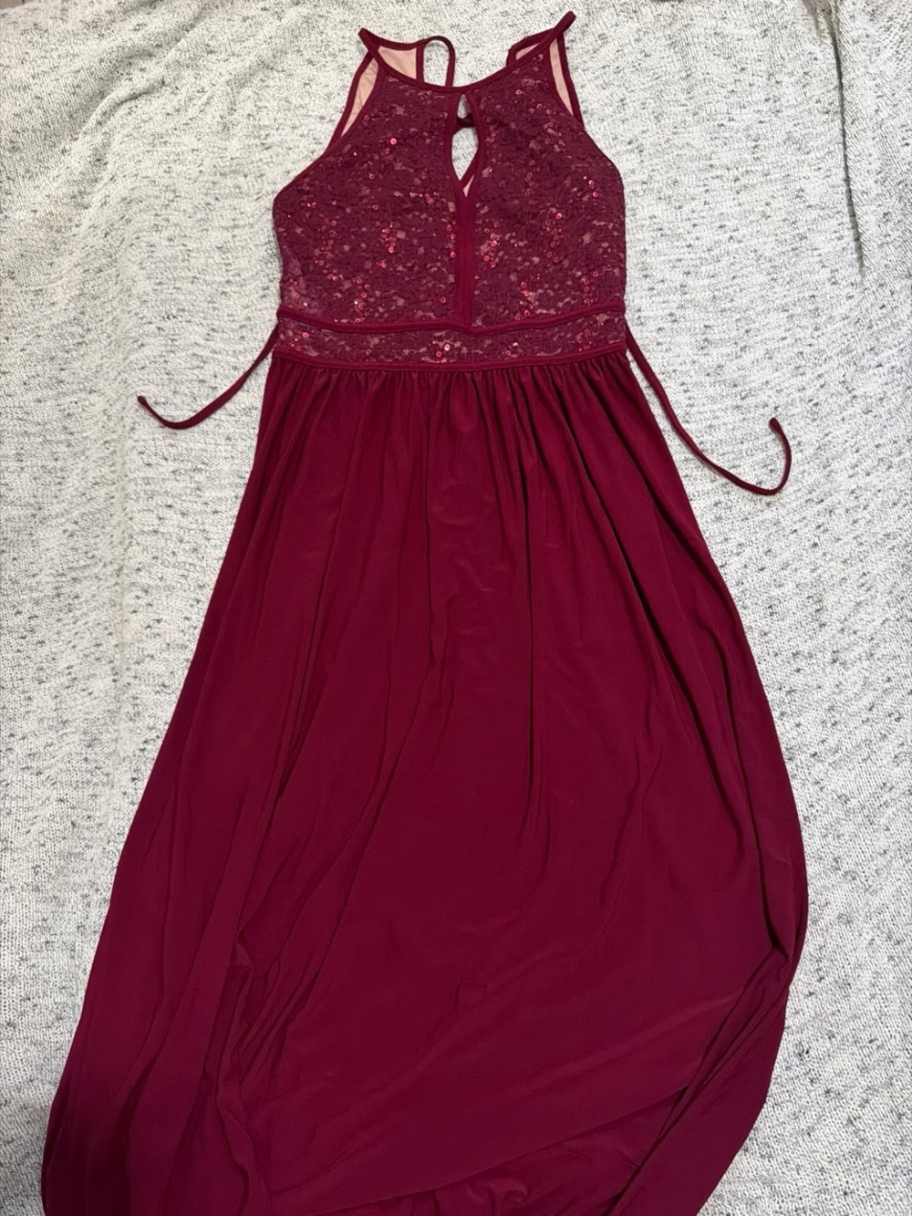 Night Way Collections Burgundy Halter Evening Gown